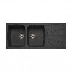 Lavello cucina fragranite 116x50 reversibile doppia vasca - Nero